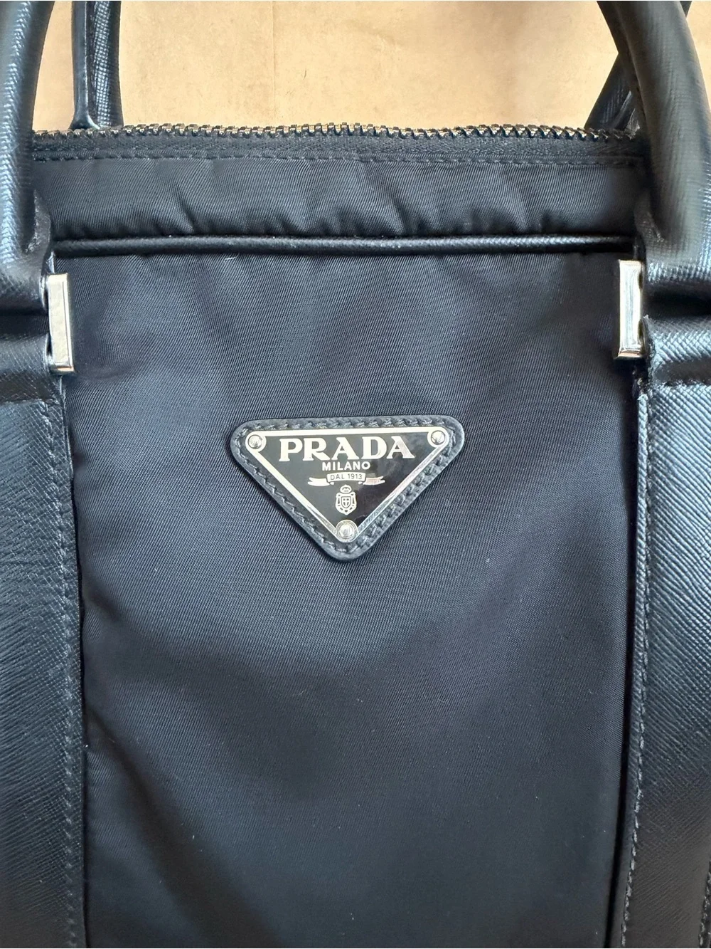 Prada Black Nylon Top-Handle Briefcase
